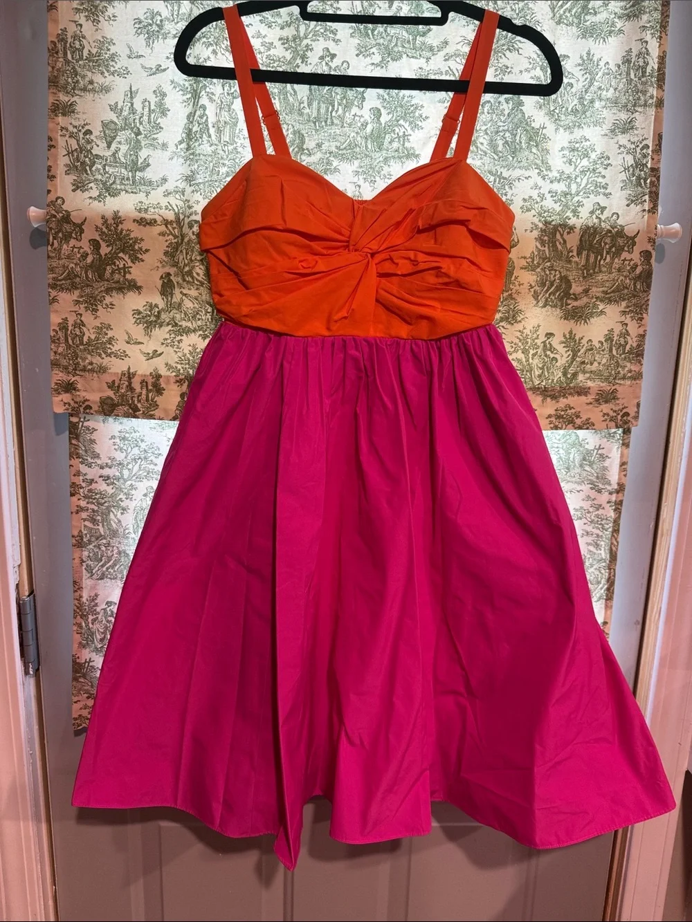 NWOT kate spade Twist Bodice Orange Bust Pink Skirt Mini Dress 6